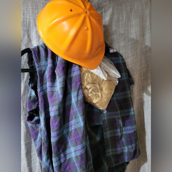 🎃 Mullet wig bad tooth construction worker Costume Halloween - Picture 5 of 7